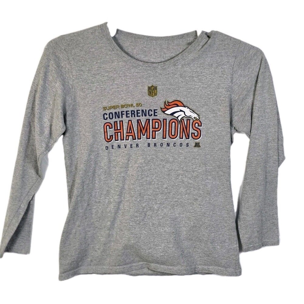 NFL Team Apparel Youth Small Gray Denver Broncos Super Bowl Conference Champions